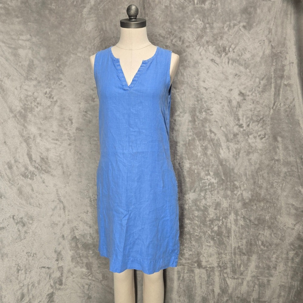 Lulu B Shift Dress Women‎ XS Blue Linen Coastal Minimalist Casual Pockets Summer
